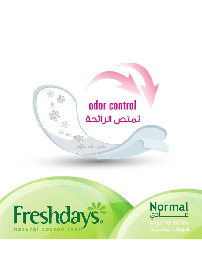 Freshdays Natural Cotton Feel Normal Pantyliners Soft Plus Flexy Fit & Odor Control Daily Freshness Economy Pack 48 Liners - Image 2
